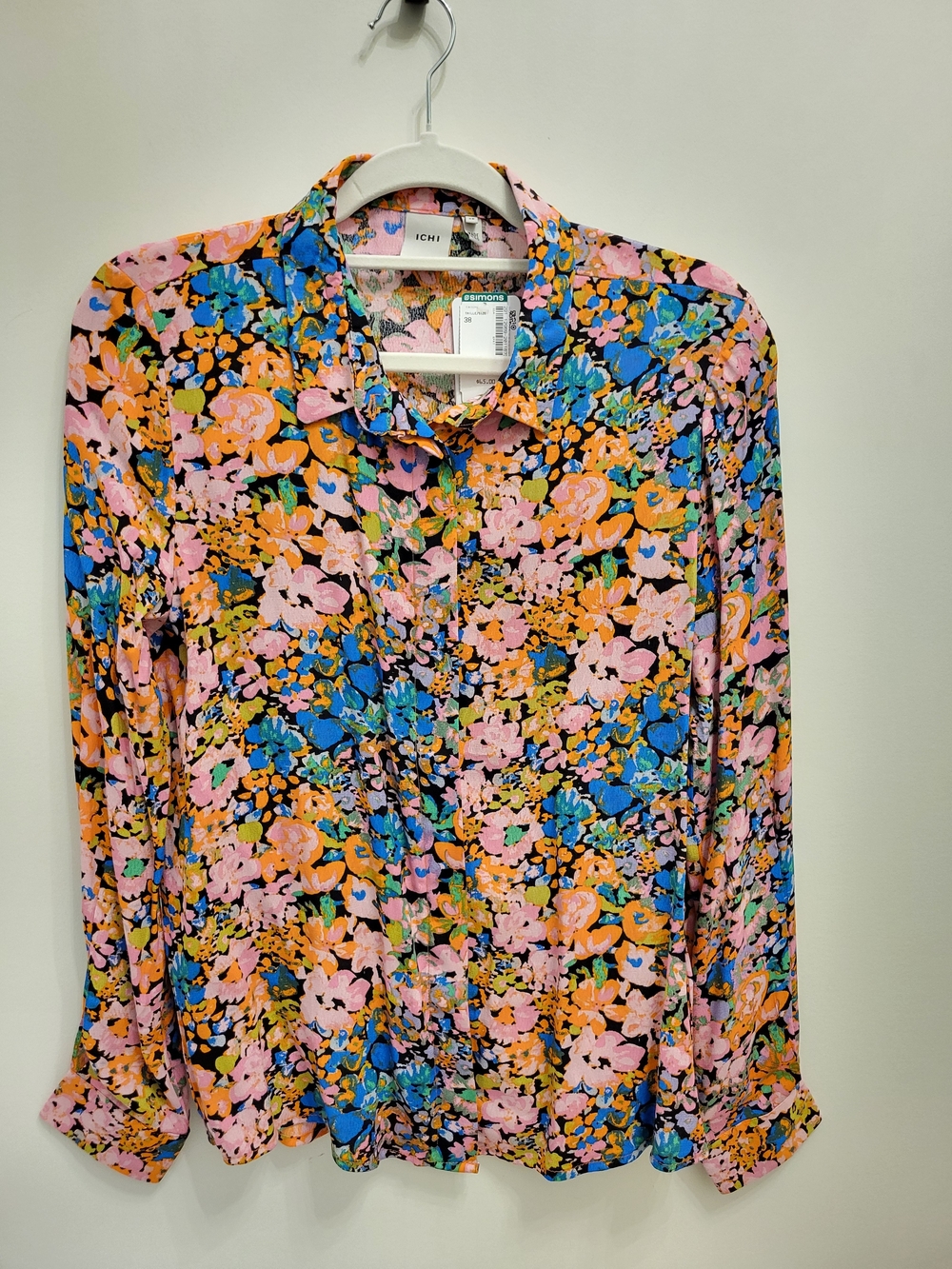ICHI Multicolor Floral Button-Up Blouse Medium